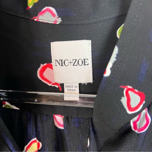 NIC+ZOE BLACK PARTY PEARS BLOUSE WITH COLORFUL PEAR PRINT WOMENS SZ LARGE - Picture 5 of 8